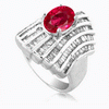 6.10 Carats Ruby Diamond Ring in 14k White Gold