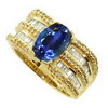 3 Carats Tanzanite Diamond Ring in 14K Yellow Gold