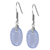 Oval Carving Chalcedony Earrings in Sterling Silver