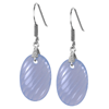 Oval Carving Chalcedony Earrings in Sterling Silver