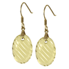 Oval Carving Green Gold Quartz Earrings in Sterling Silver