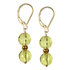 Faceted Round Green Gold Quartz Earrings in Sterling Silver