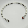 Garnet Bullet Bracelet in Sterling Silver