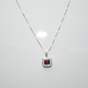 Garnet Pendant with Chain in Sterling Silver