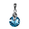 Round Checker Board Blue Topaz Pendant in Sterling Silver