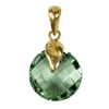 Round Checker Board Cut Briolette Amethyst Pendant in Silver
