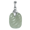 Long Cushion Carving Chalcedony Pendant in Sterling Silver