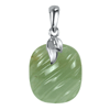 Long Cushion Carving Chalcedony Pendant in Sterling Silver