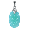 Oval Carving Chalcedony Pendant in Sterling Silver