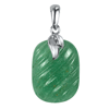 Long Cushion Carving Chrysoprase Pendant in Sterling Silver