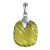 Long Cushion Carving Green Gold Quartz Pendant in Sterling Silve