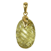 Oval Carving Green Gold Quartz Pendant in Sterling Silver