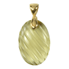 Oval Carving Green Gold Quartz Pendant in Sterling Silver