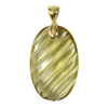 Oval Carving Green Gold Quartz Pendant in Sterling Silver