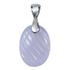 Oval Carving Chalcedony Pendant in Sterling Silver