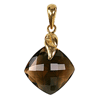 Cushion Checker Board Smoky Quartz Pendant in Sterling Silver