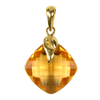 Cushion Checker Board Golden Citrine Pendant in Sterling Silver