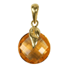 Round Checker Board Golden Citrine Pendant in Sterling Silver