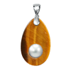 Tiger Eye Mother of Pearl Pendant in Sterling Silver