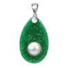 Green Agate Mother of Pearl Pendant in Sterling Silver