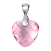 Pink Topaz Checker Board Heart Silver Pendant