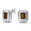 Emerald Cut Smoky Earrings in Sterling Silver