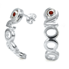 Round Garnet Earrings in Sterling Silver