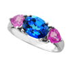 2 Carat Three Stone Topaz Ring in Sterling Silver