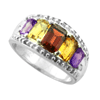 Multi Color Gemstone Ring in Sterling Silver