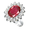 5 ct. Oval/Round Ruby-Quartz Ring in Sterling Silver