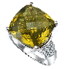 15 ct. Cushion Checker Cut Quartz Ring in Sterling Silver