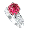 5 ct. Round Bullet Carving Rubelite Ring in Sterling Silver