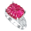 8 ct. Cushion Cabochon Carving Rubelite Ring in Sterling Silver