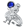 1.5 ct. Round Cabochon Sapphire Ring in Sterling Silver