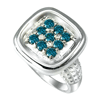 0.75 cts Blue Diamond Ring in Sterling Silver