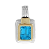 Swiss Blue Topaz Pendant in Twotone Silver & Gold
