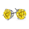 0.25 Ct Twt Yellow Diamond Stud Earrings in Sterling Silver