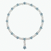 23.48 Carats Twt. VS1 Diamond Sapphire 18k White Gold Necklace