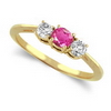 Three Stone Ring- 0.50 Carat Twt. Pink Sapphire Diamond Ring