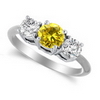 Three Stone Ring- 2 Carats Twt. Yellow Sapphire Diamond Ring