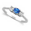 Three Stone Ring- 0.35 Carat Twt. Blue Sapphire Diamond Ring