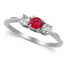 Three Stone Ring- 1 Carat Twt. Ruby Diamond Ring