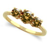 Three Stone Ring- 0.35 Carat Champagne Diamond Ring 14K Gold