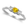 Three Stone Ring- 1 Carat Twt. Yellow Sapphire Diamond Ring