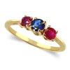 Three Stone Ring-0.50 Sapphire Ruby Ring in 14k Gold