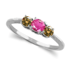 Three Stone Ring- 1 Carat Twt. Pink Sapphire Diamond Ring