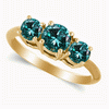 Three Stone Ring- 0.50 Carat Blue Diamond Ring in 14K Gold