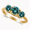 Three Stone Ring- 1 Carat Blue Diamond Ring in 14K Gold