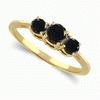 Three Stone Ring- 3 Cts. Black Diamond Ring in 14K Gold