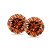 Pair of 4 mm Round Cognac Red Diamond SI1/SI2 Clarity